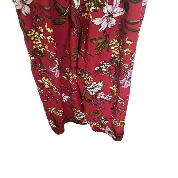 Xhilaration Red Floral Cropped Wide Leg Square Neck Jumpsuit Medium - Picture 6 of 13